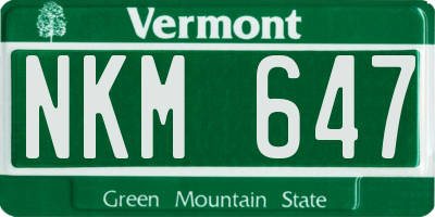 VT license plate NKM647