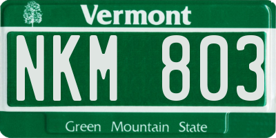 VT license plate NKM803