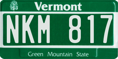 VT license plate NKM817
