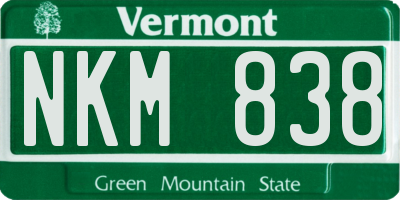 VT license plate NKM838