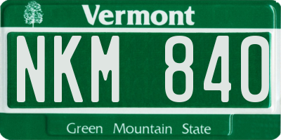 VT license plate NKM840