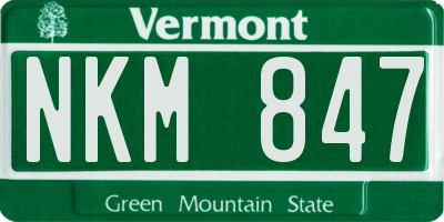 VT license plate NKM847