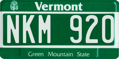 VT license plate NKM920