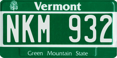 VT license plate NKM932