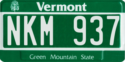 VT license plate NKM937