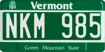 VT license plate NKM985