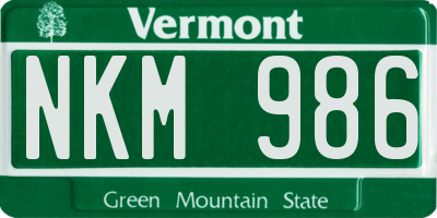 VT license plate NKM986