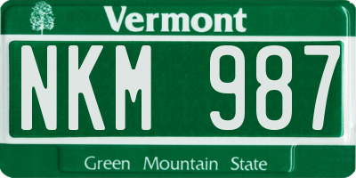 VT license plate NKM987