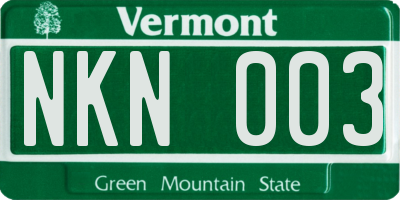 VT license plate NKN003