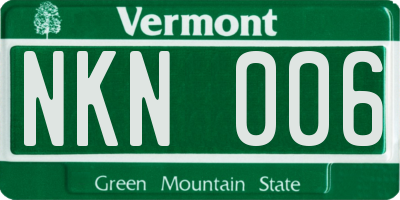 VT license plate NKN006