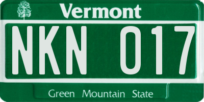 VT license plate NKN017