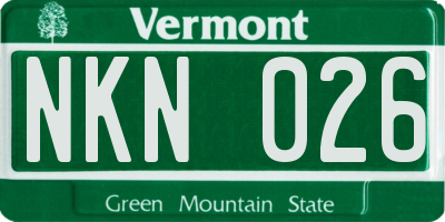 VT license plate NKN026