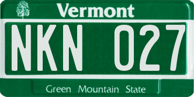 VT license plate NKN027
