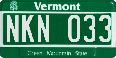 VT license plate NKN033