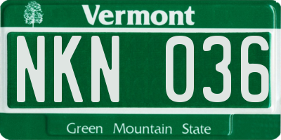 VT license plate NKN036
