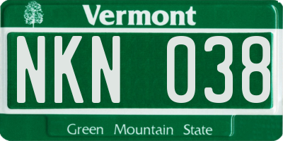 VT license plate NKN038