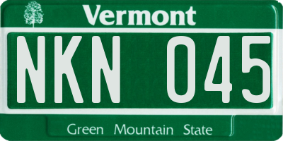VT license plate NKN045