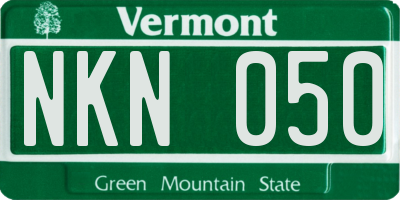 VT license plate NKN050
