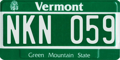 VT license plate NKN059