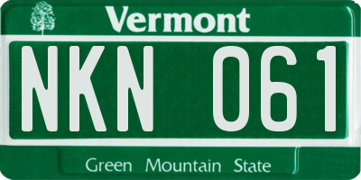 VT license plate NKN061