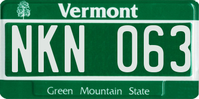 VT license plate NKN063