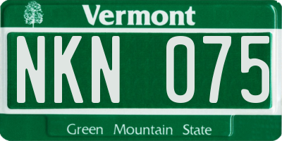 VT license plate NKN075