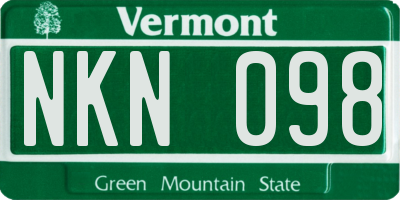 VT license plate NKN098