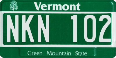 VT license plate NKN102