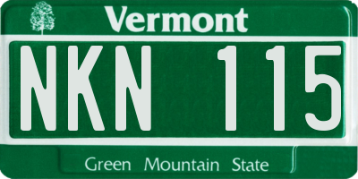 VT license plate NKN115