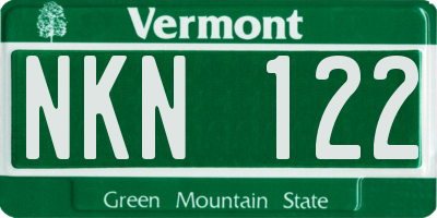 VT license plate NKN122