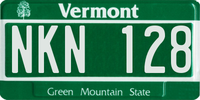 VT license plate NKN128