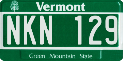 VT license plate NKN129
