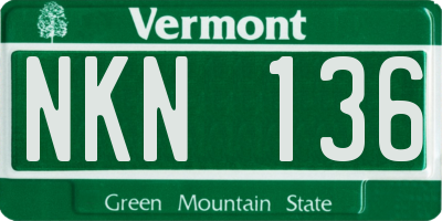 VT license plate NKN136