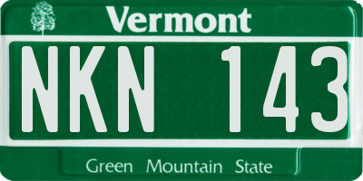 VT license plate NKN143