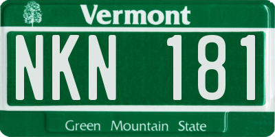 VT license plate NKN181