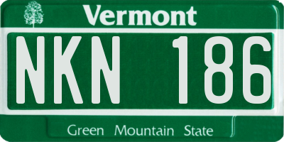 VT license plate NKN186