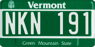 VT license plate NKN191
