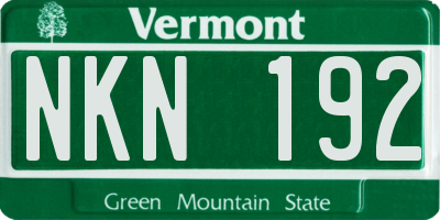 VT license plate NKN192