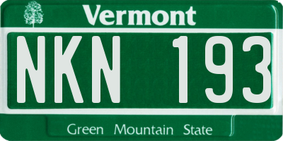 VT license plate NKN193