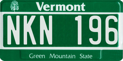 VT license plate NKN196