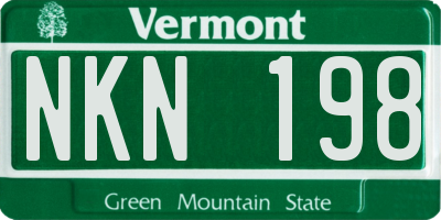 VT license plate NKN198
