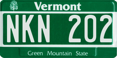 VT license plate NKN202