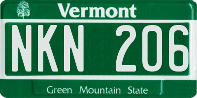 VT license plate NKN206