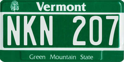VT license plate NKN207