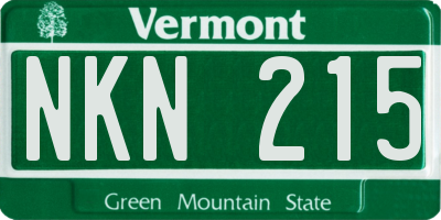 VT license plate NKN215