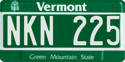 VT license plate NKN225