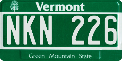 VT license plate NKN226