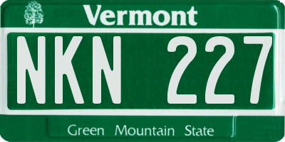 VT license plate NKN227