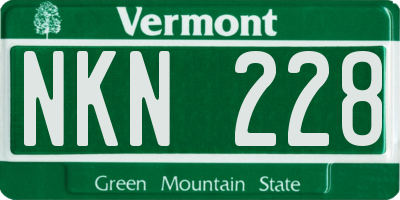 VT license plate NKN228