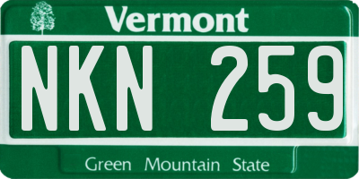 VT license plate NKN259